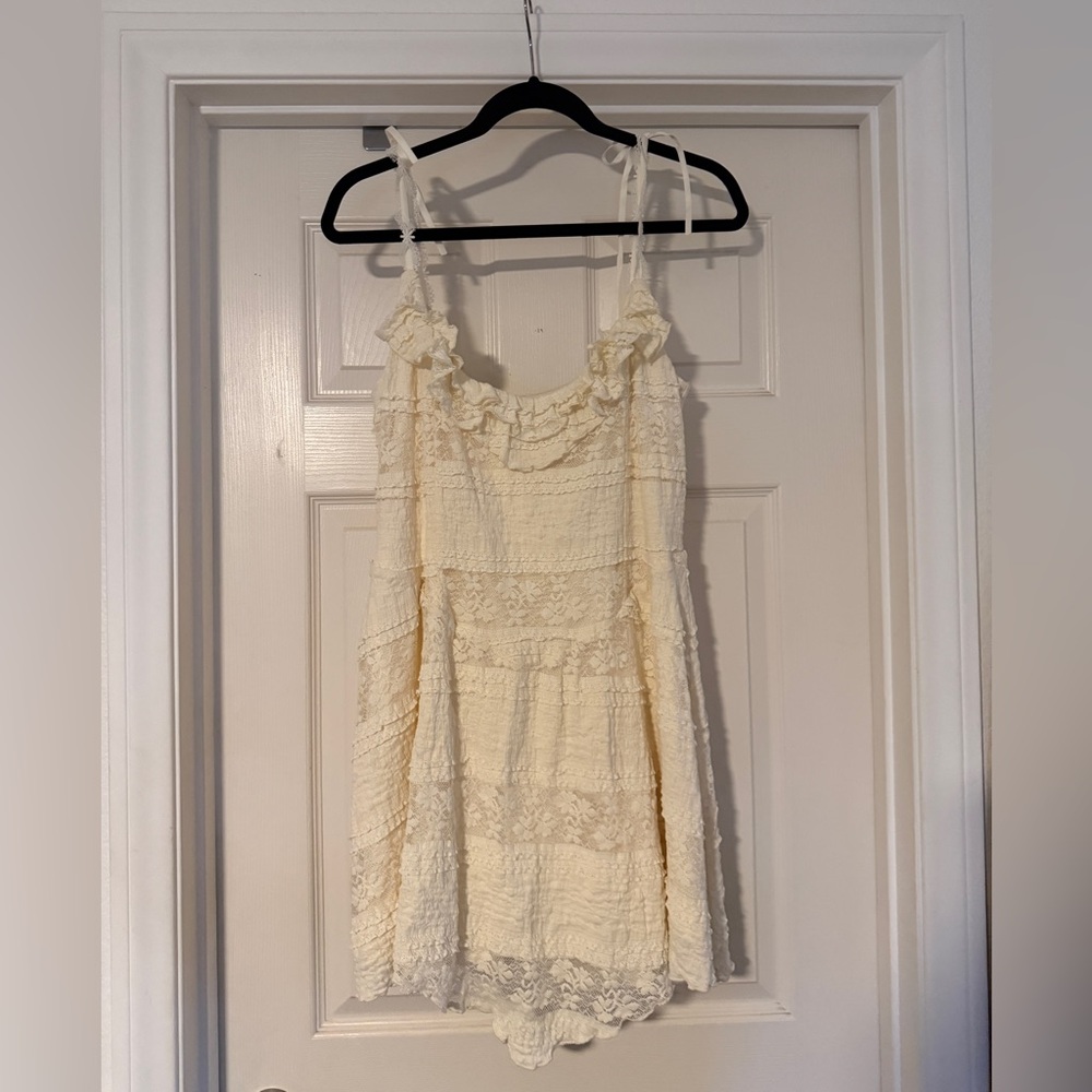 Princess Polly Cream Lace Ruffle Slip Dress
